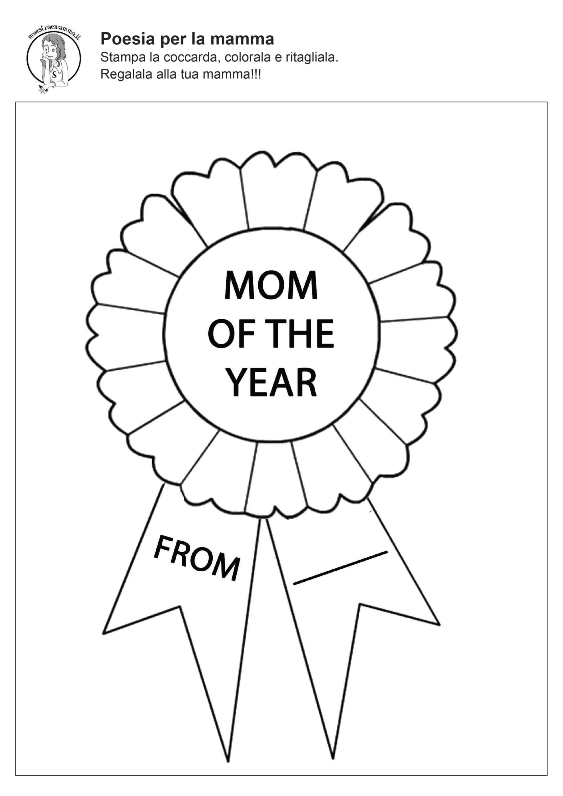 coccarda festa della mamma in bianco e nero in inglese