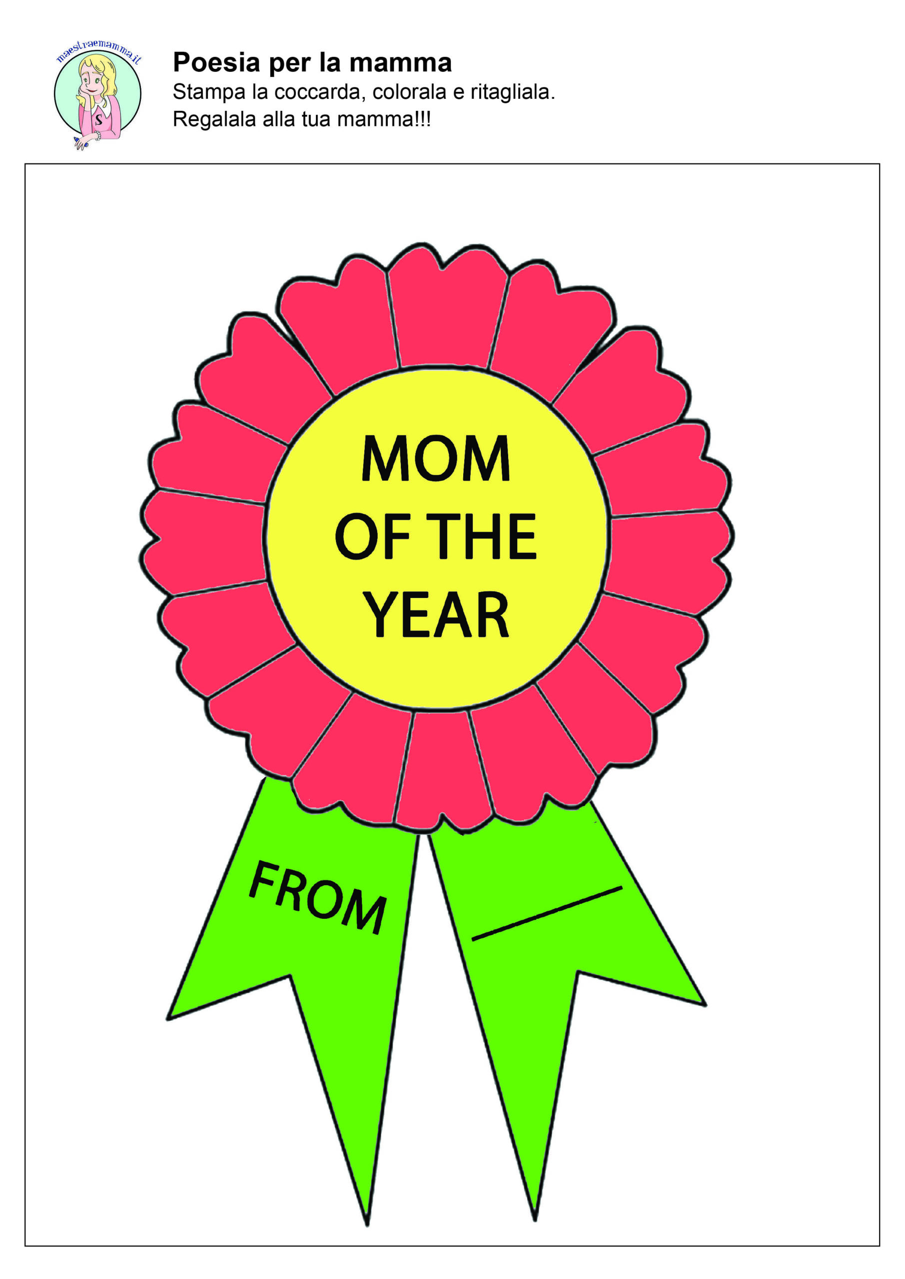 coccarda festa della mamma a colori in inglese