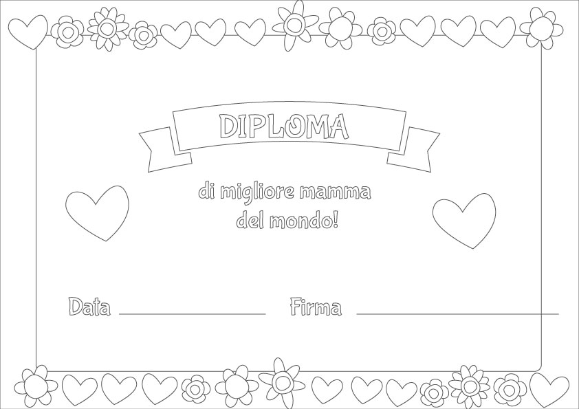 Diploma 2 da colorare per la festa della mamma