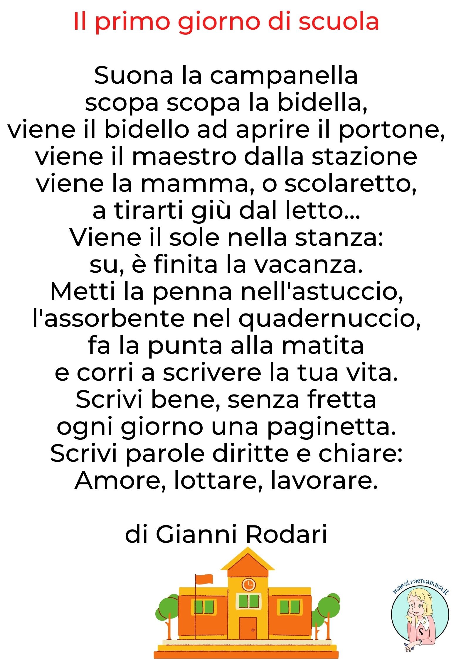 il primo giorno di scuola poesia gianni rodari