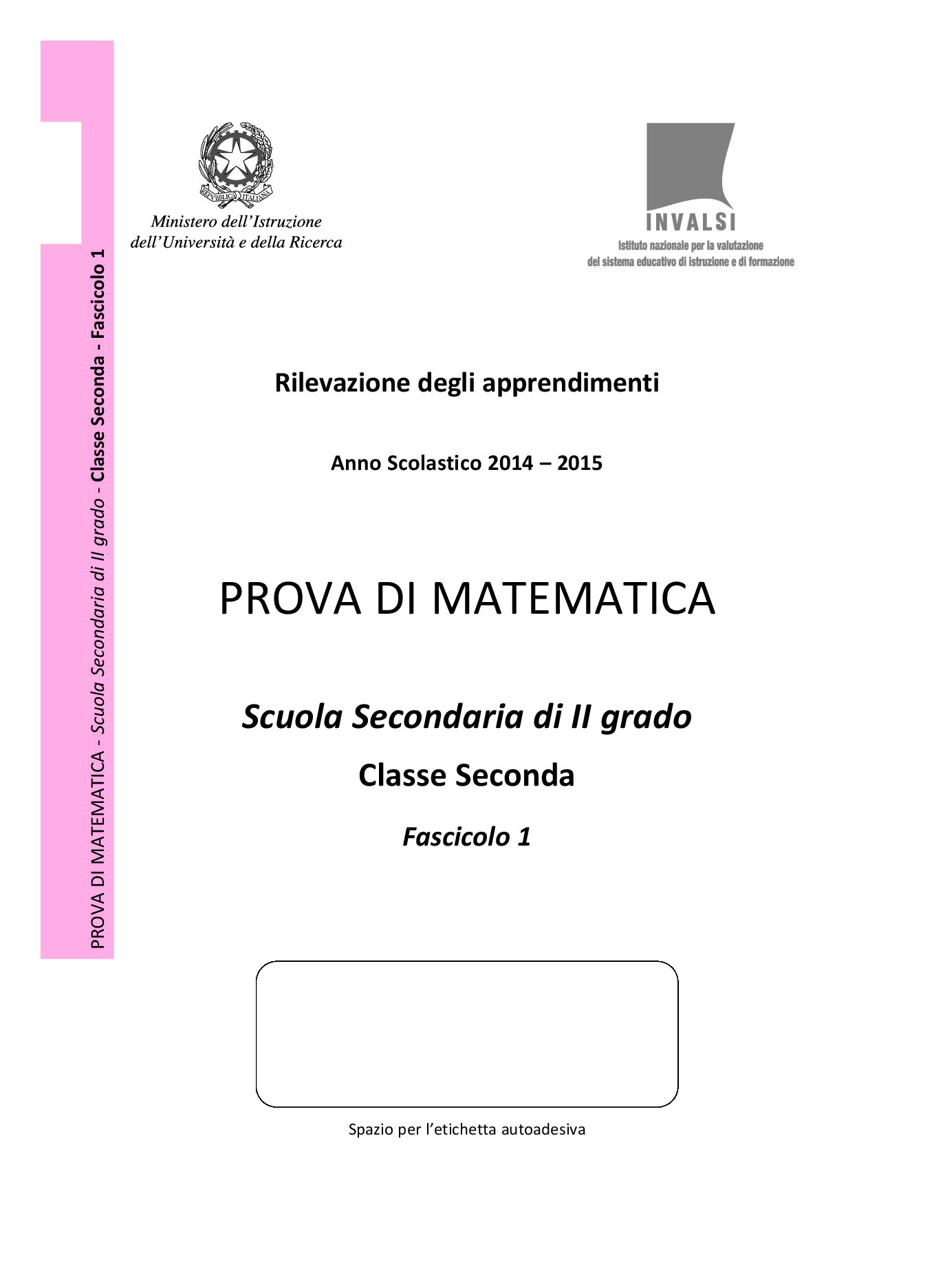 Prova Invalsi Matematica 2015
