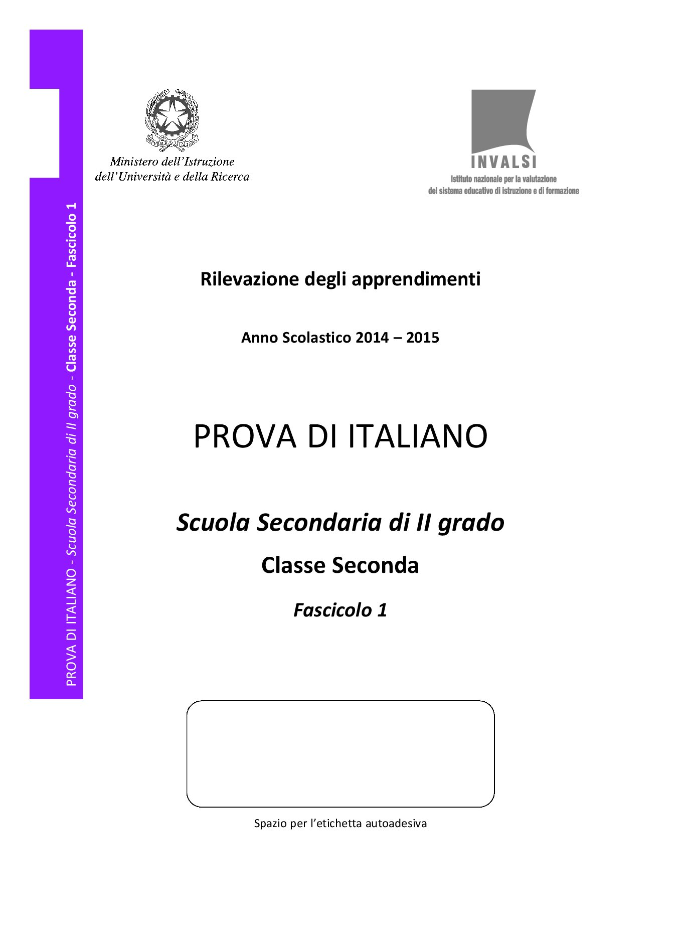 Prova Invalsi Italiano 2015