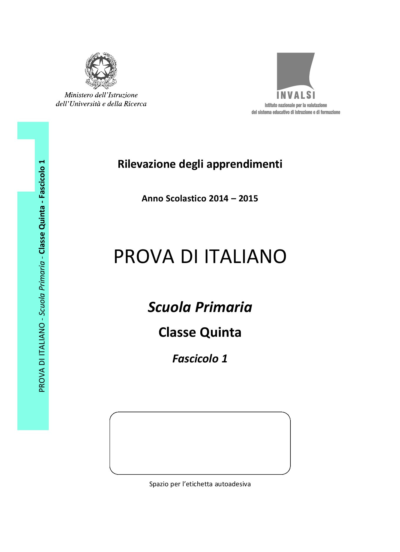 Prova Invalsi Italiano 2015