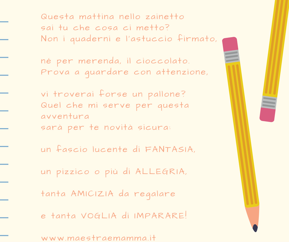 poesia per l'accoglienza scuola primaria