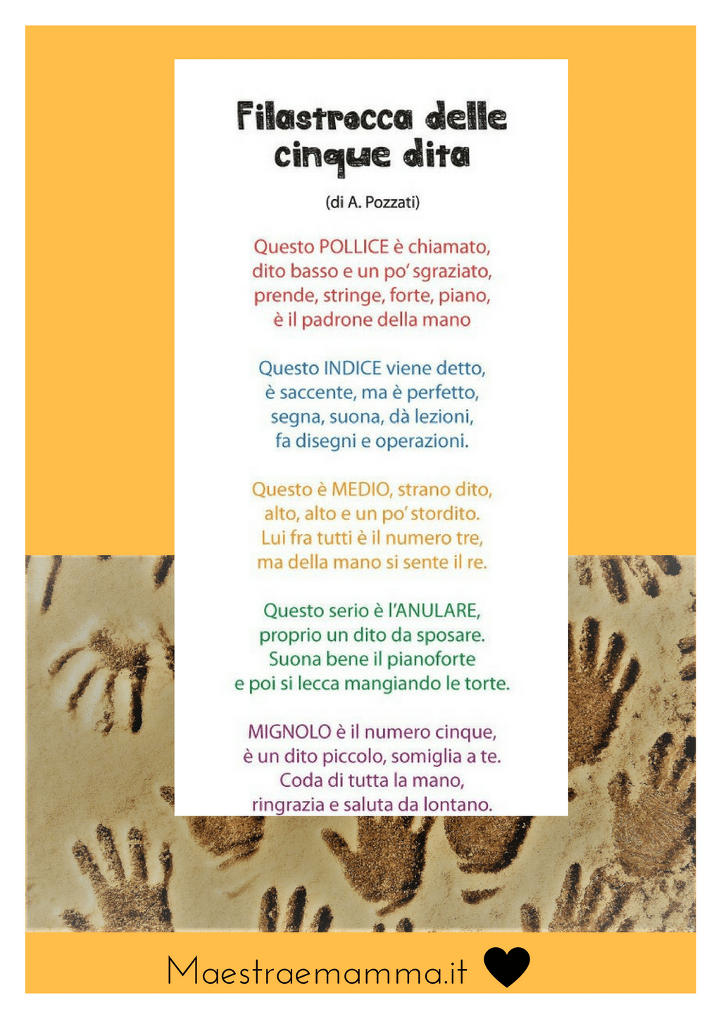 filastrocca delle cinque dita