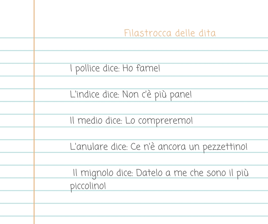 filastrocca delle cinque dita