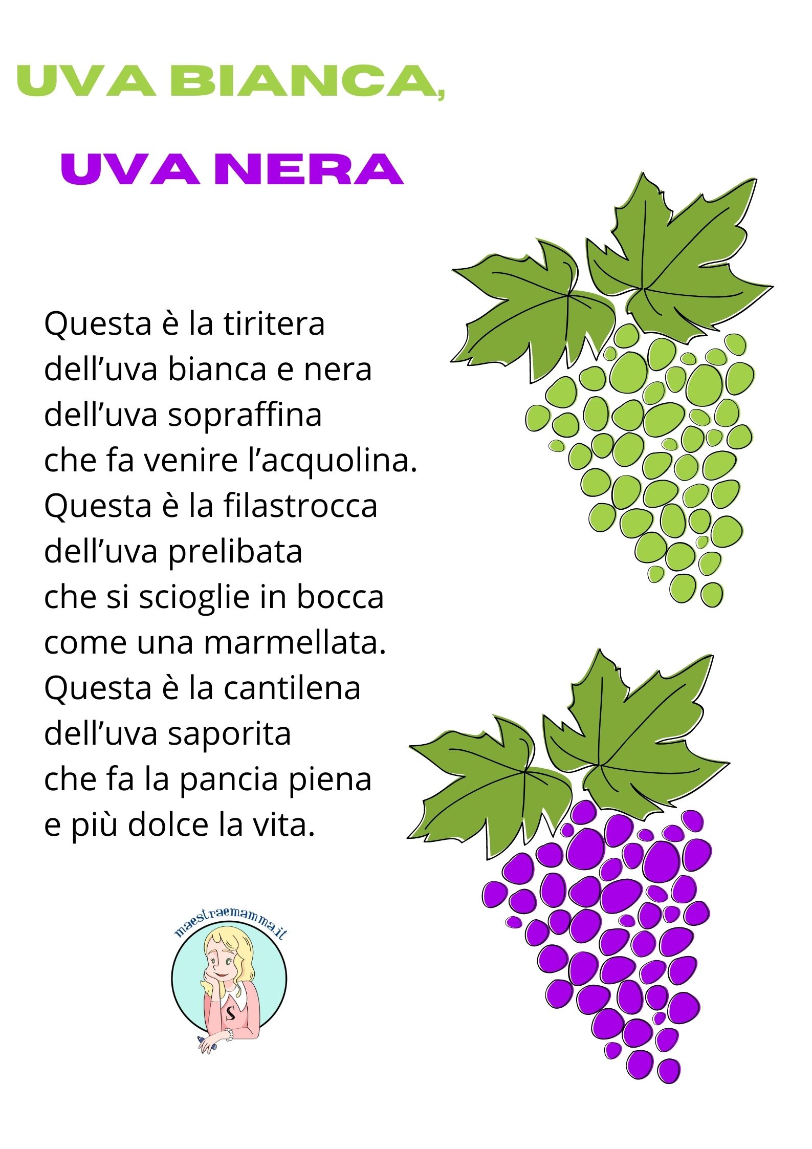 uva bianca uva nera poesia filastrocca filastrocche vendemmia