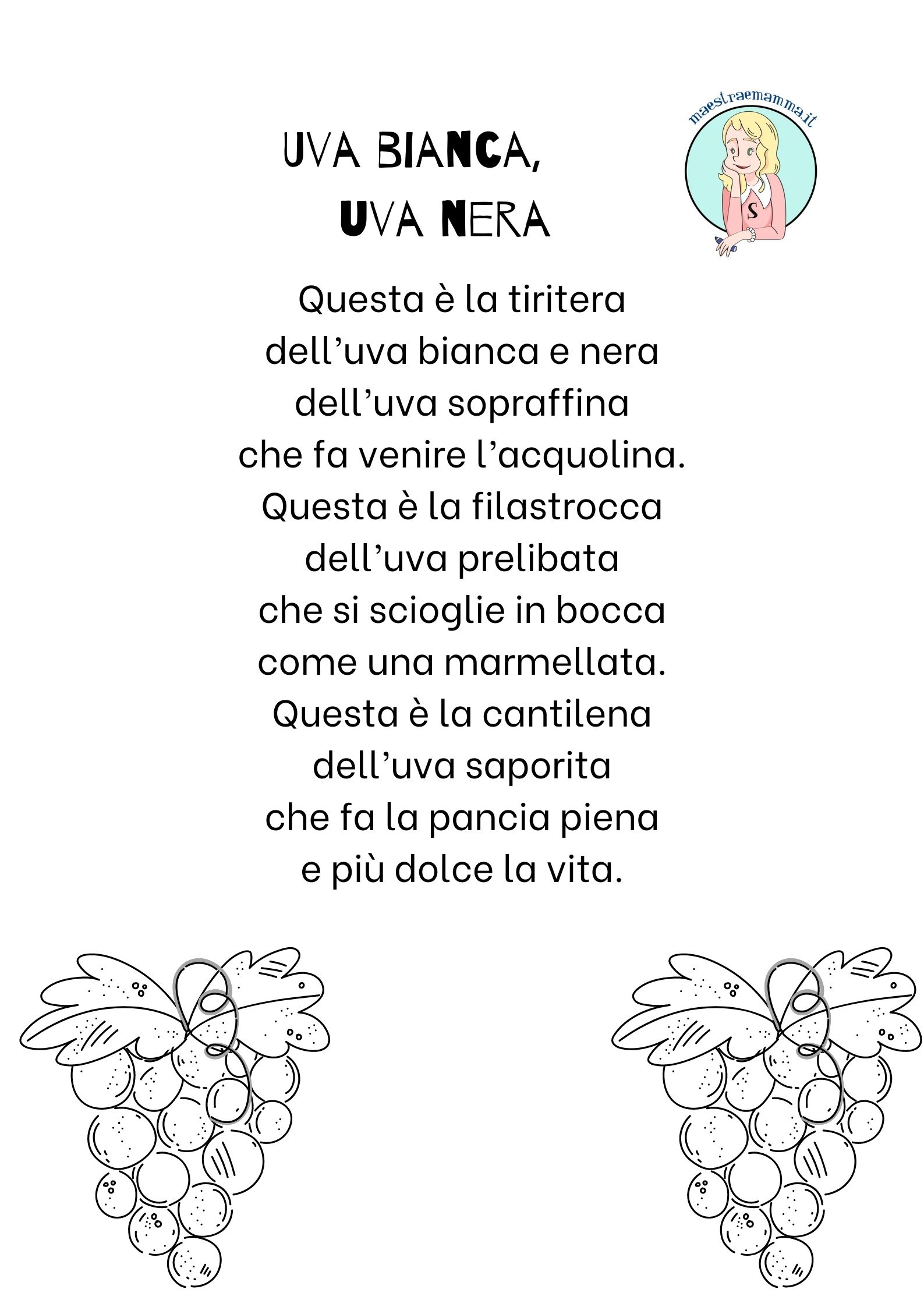 uva bianca uva nera poesia filastrocca filastrocche vendemmia