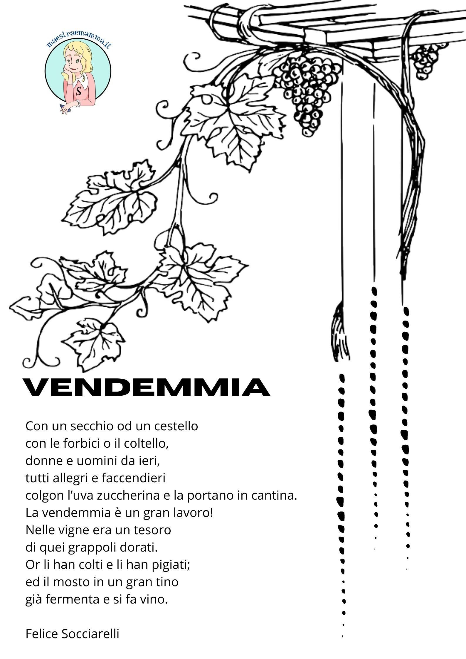 vendemmia Felice Socciarelli poesie e filastrocche sulla vendemmia vino per bambini