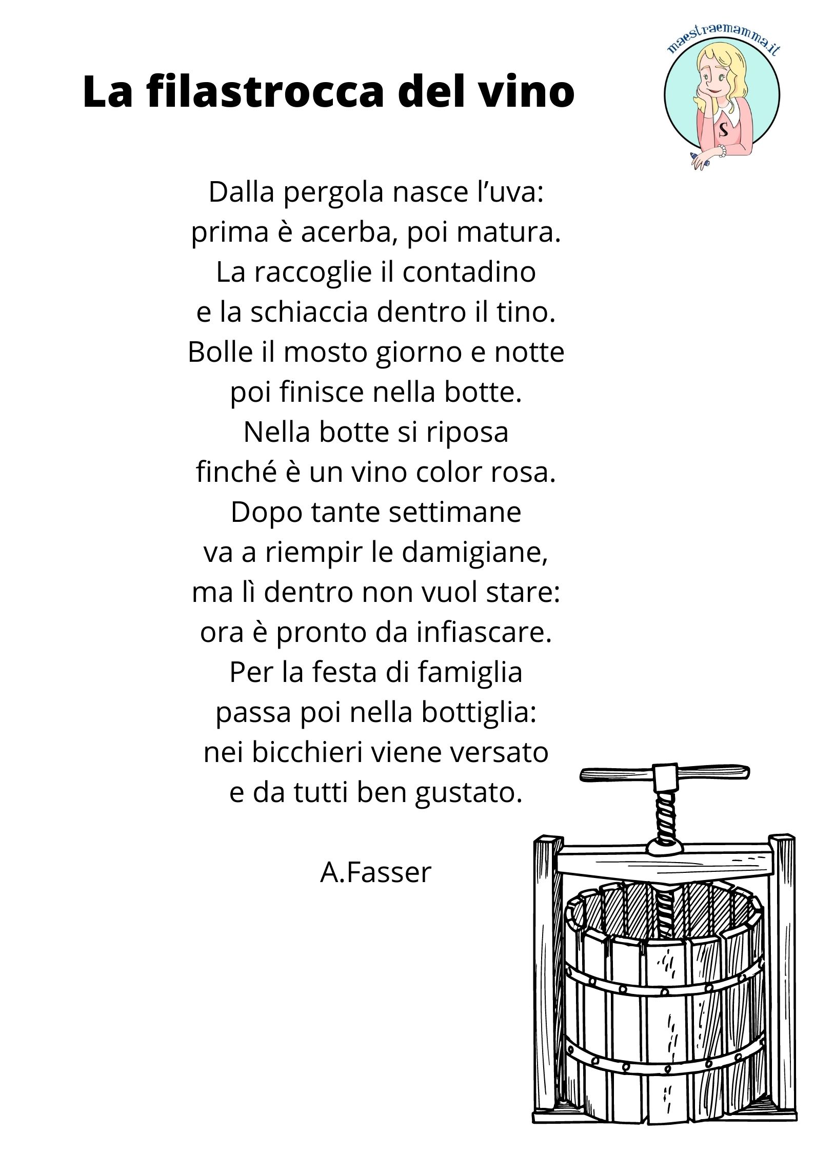 La filastrocca del vino Poesie e filastrocche sulla vendemmia per bambini