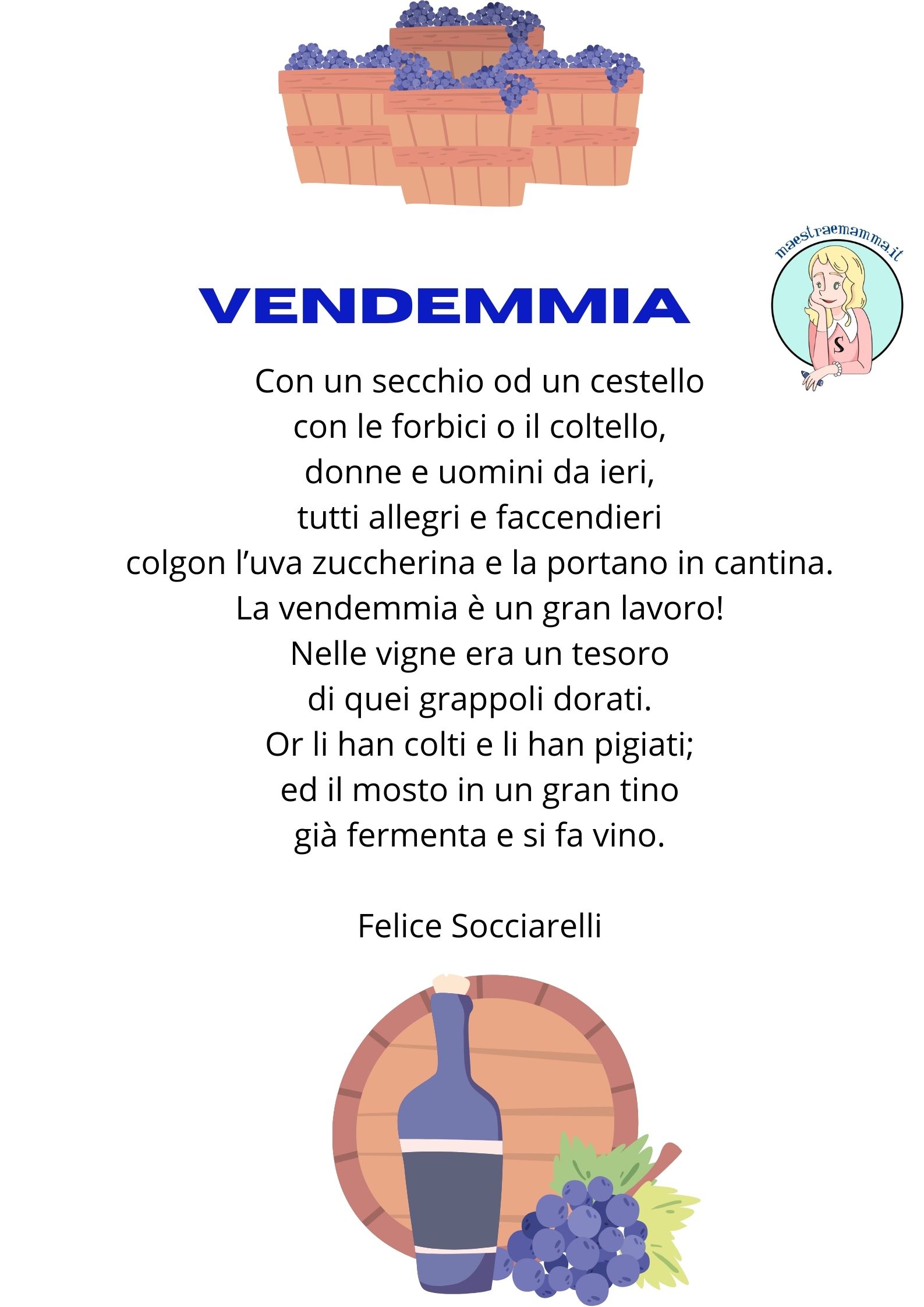 vendemmia Felice Socciarelli poesie e filastrocche sulla vendemmia vino per bambini