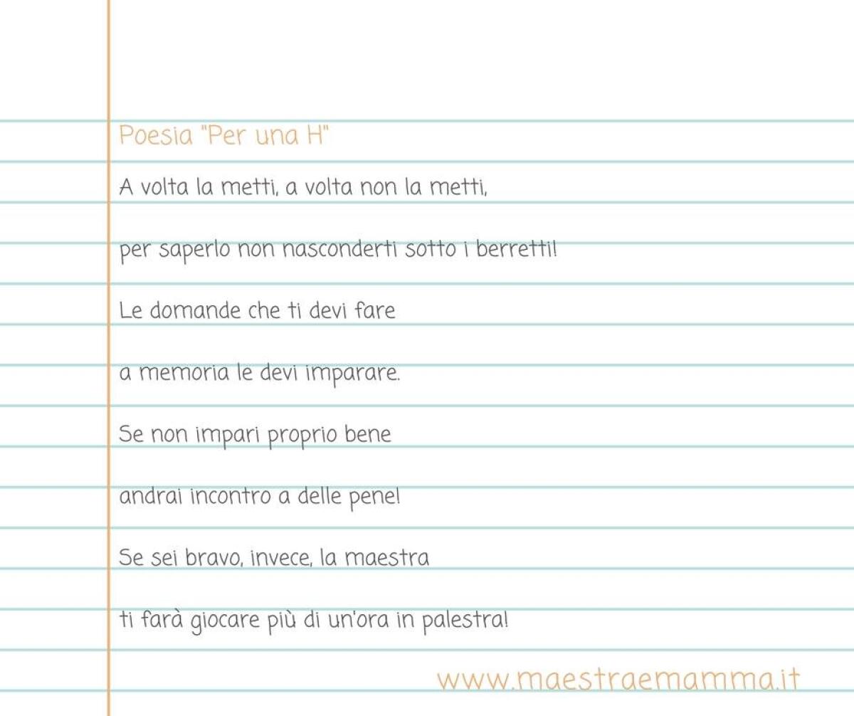Poesia: "PER UNA H"  (poesia verbo avere) - 