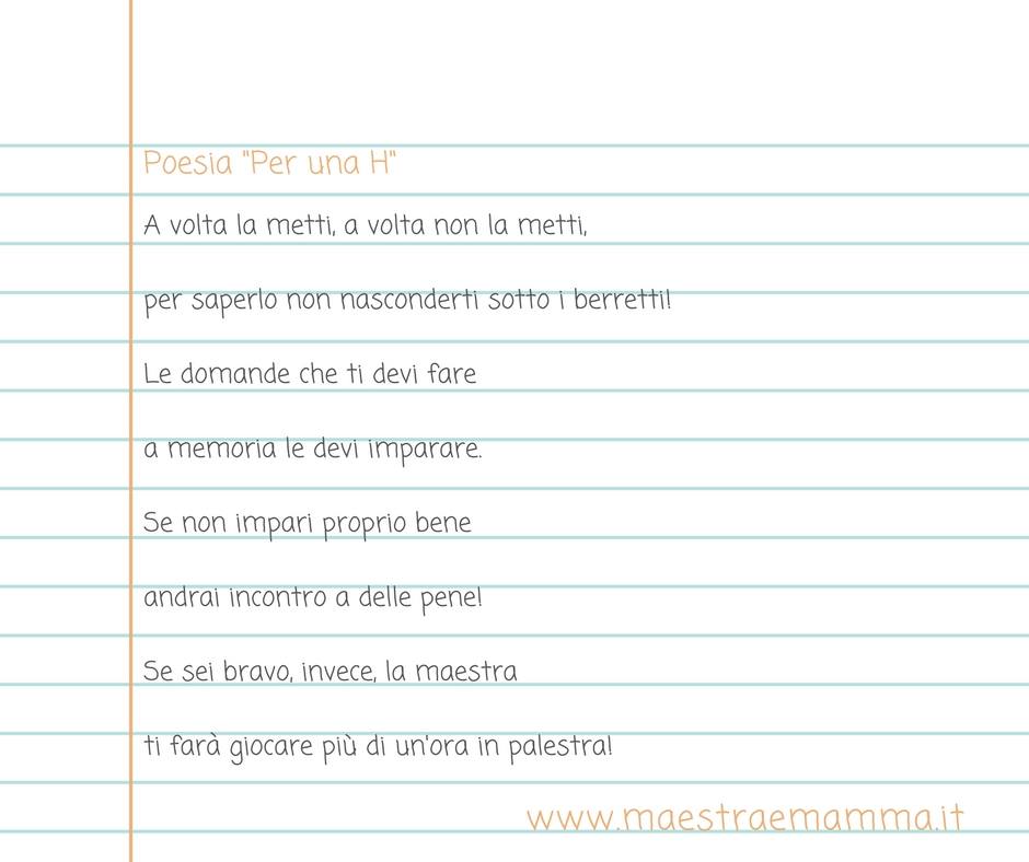 Poesia: "PER UNA H"  (poesia verbo avere)