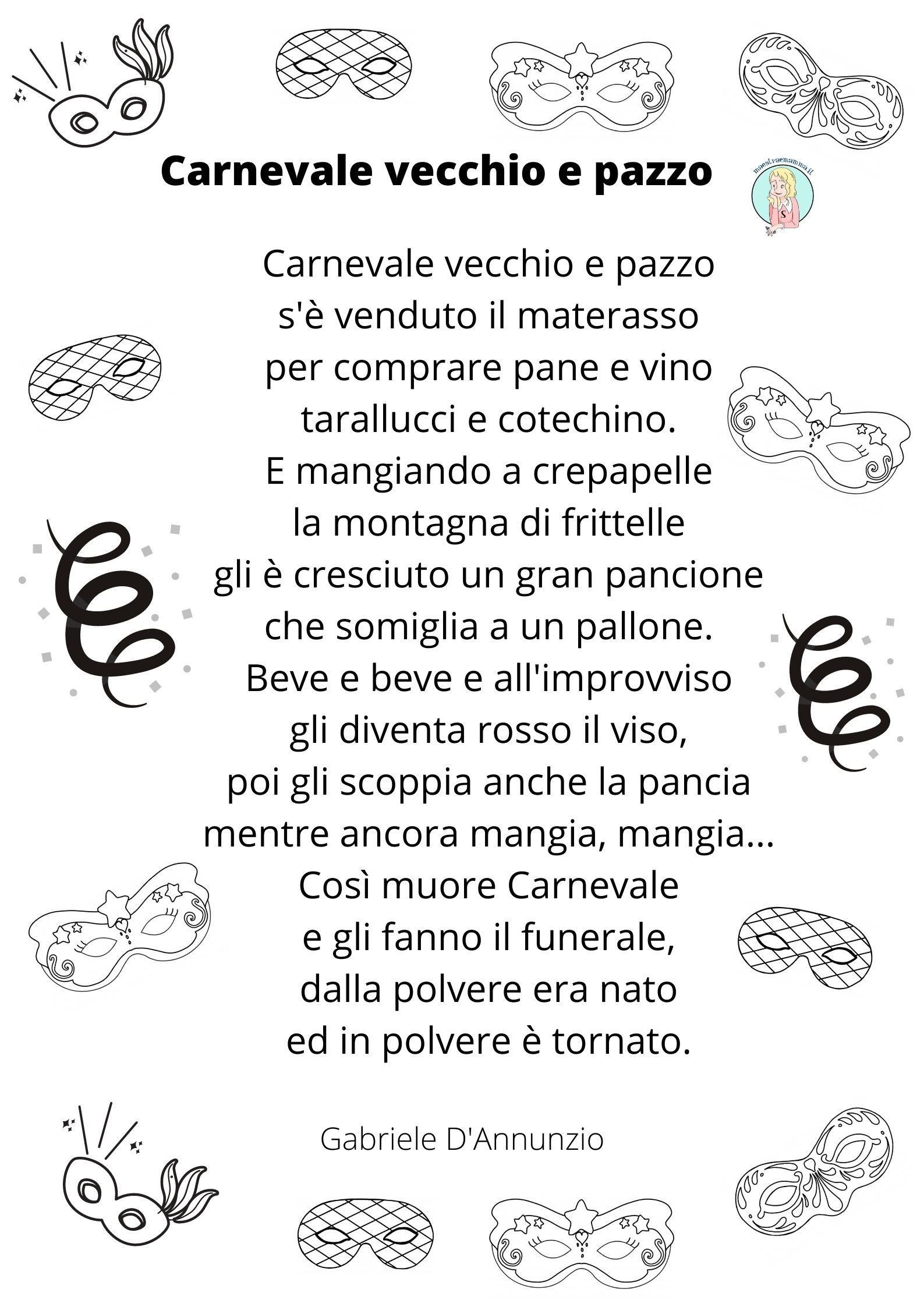 Poesia "Carnevale vecchio e pazzo" di Gabriele D'Annunzio