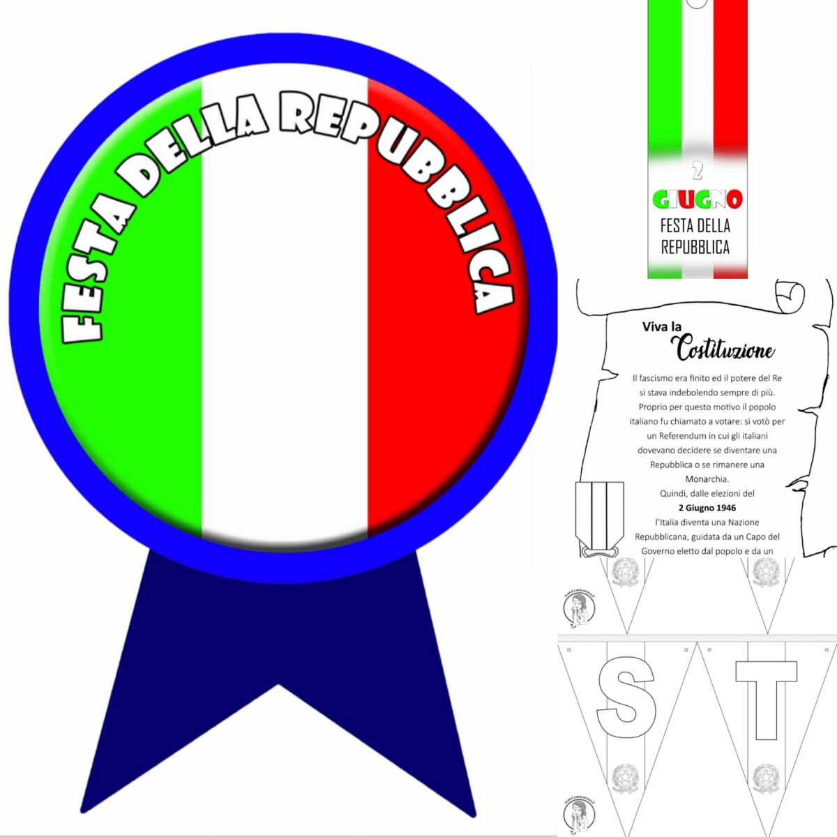Festa della repubblica e dell'Unità d'Italia - scuola: schede, coccarde ... - 