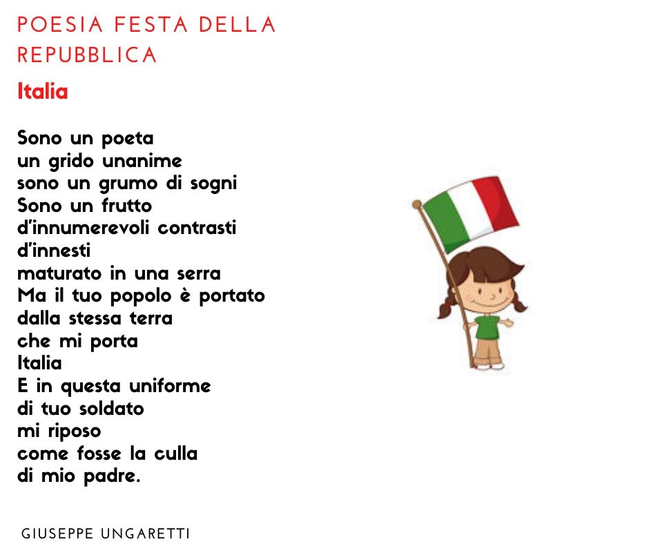 poesia festa dell'unità d'italia 2 giugno