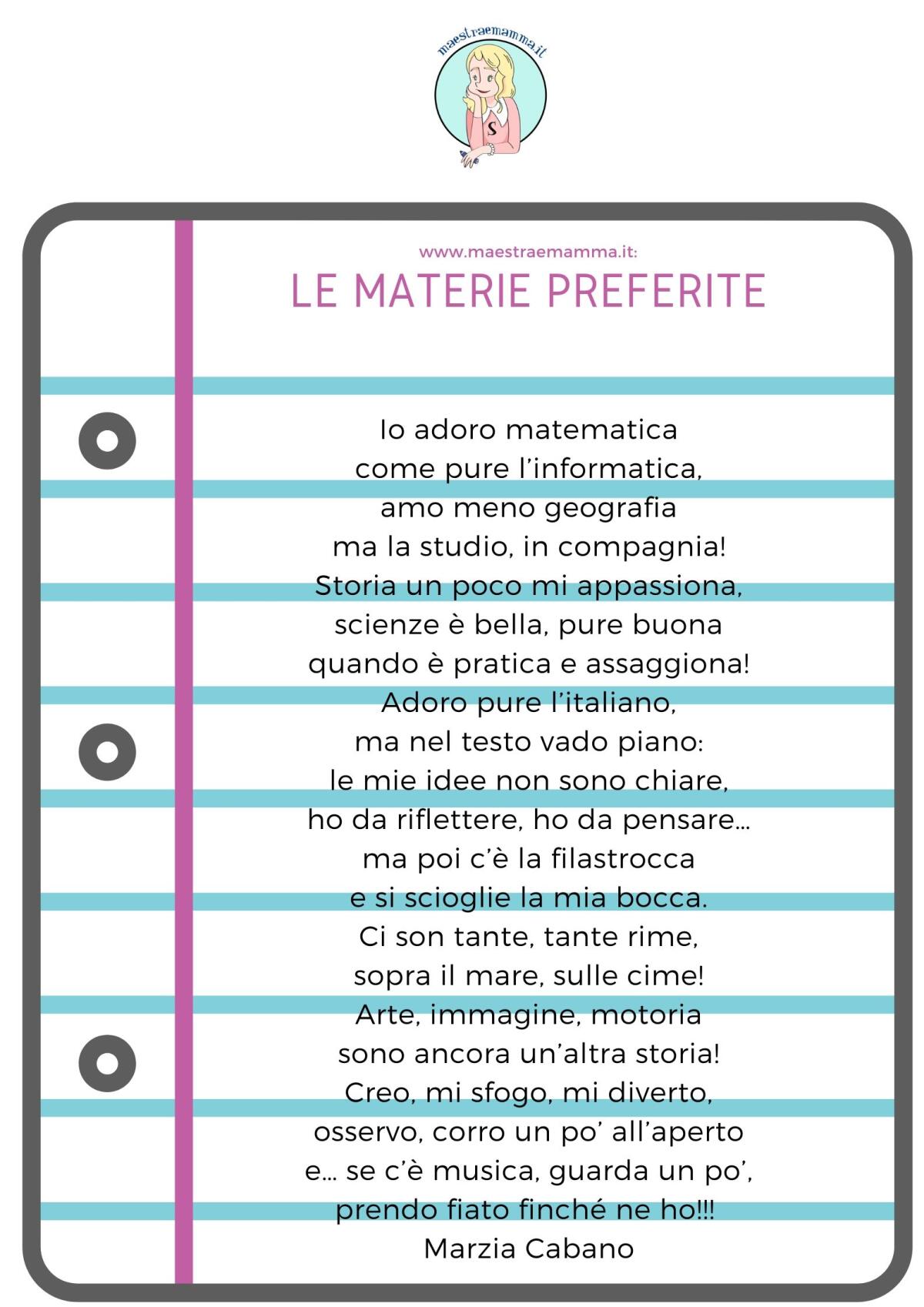 Poesia: "Le materie preferite" di Marzia Cabano - 