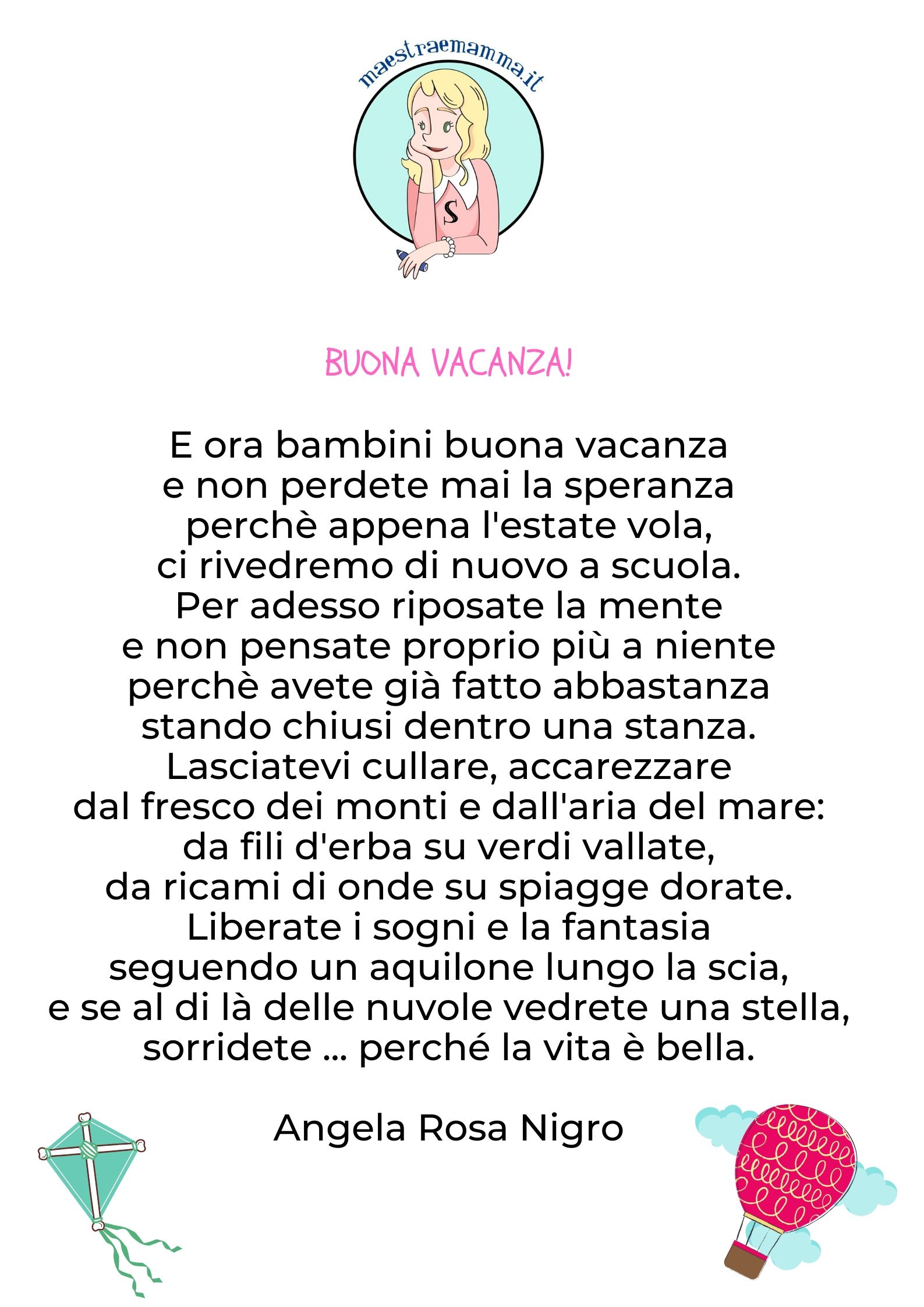 poesia fine anno buona vacanza per salutare gli alunni fine anno scolastico