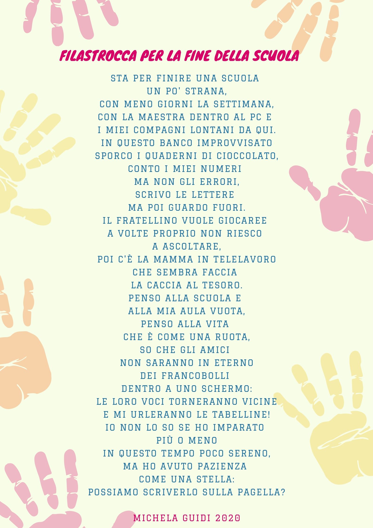 filastrocca per la fine della scuola