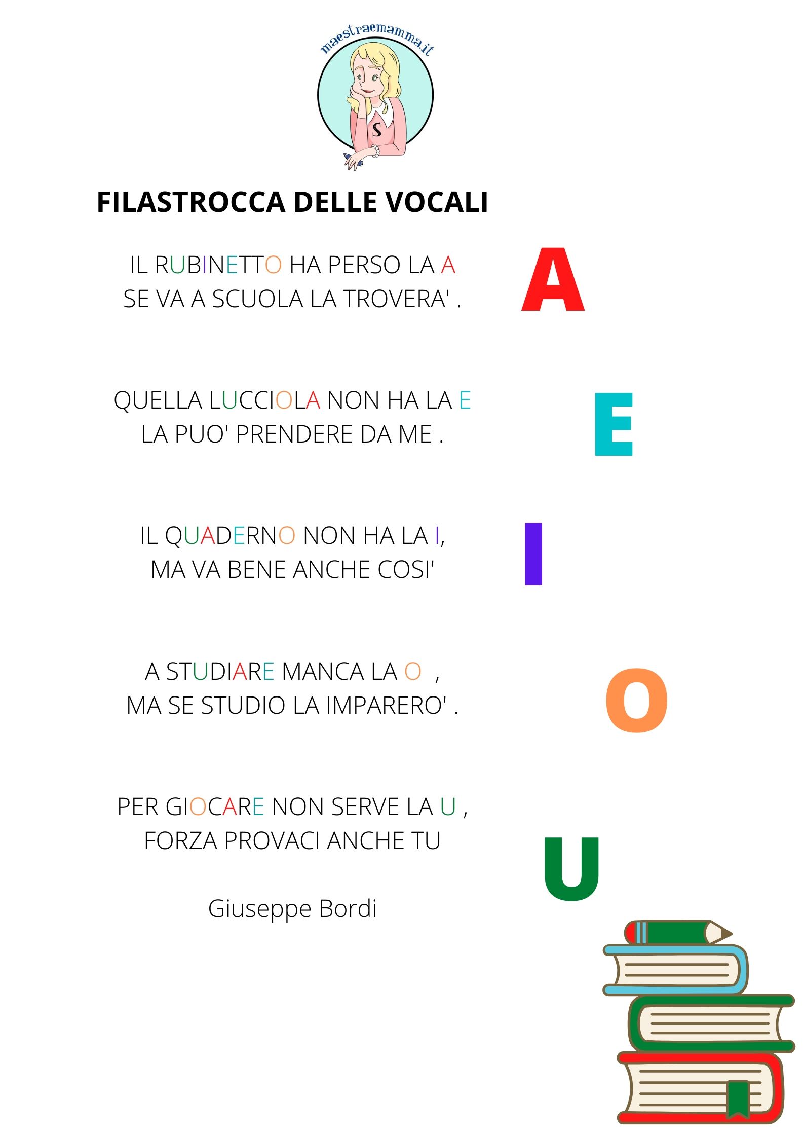 impara le vocali con una filastrocca delle vocali di giuseppe bordi
