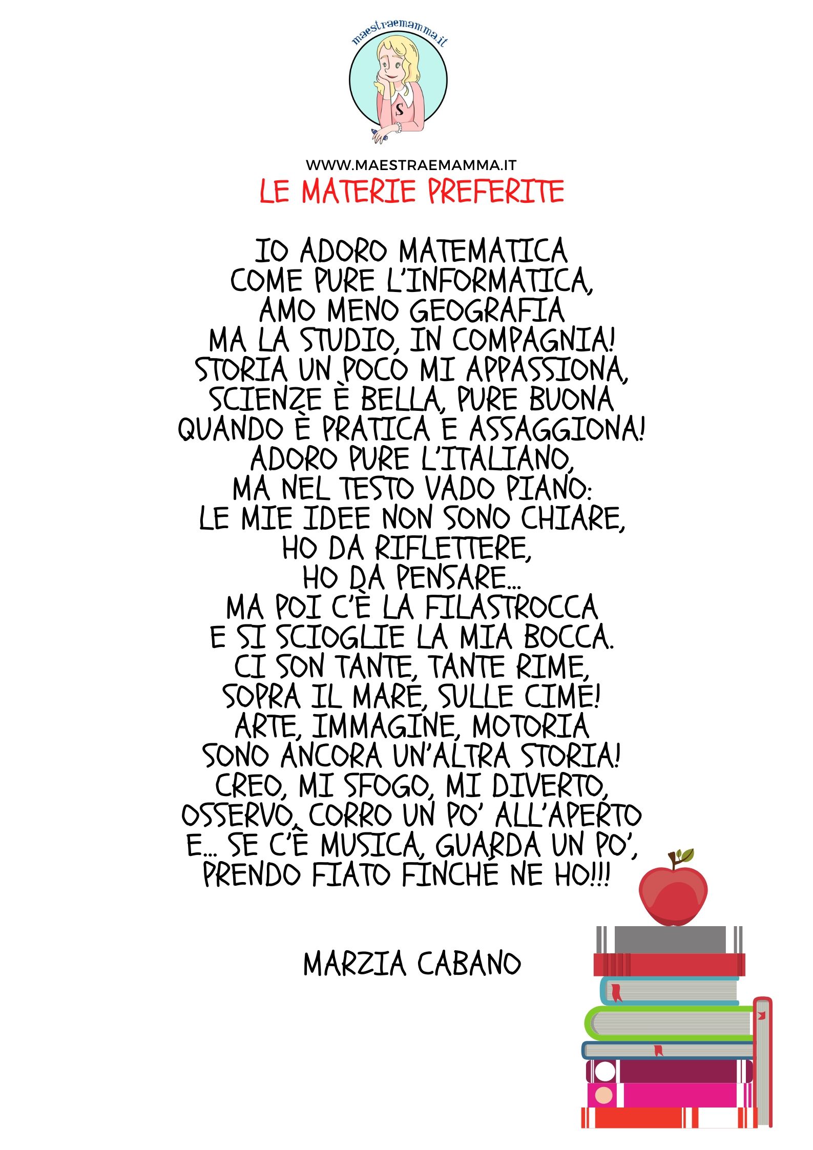 poesia le materie preferite di marzia cabano
