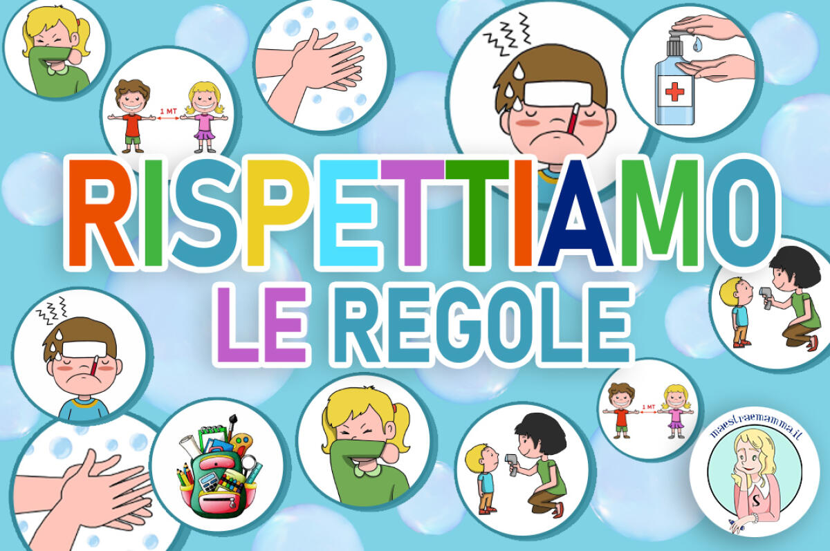 Covid: cartellone con le regole che i bambini dovranno seguire da settembre - 