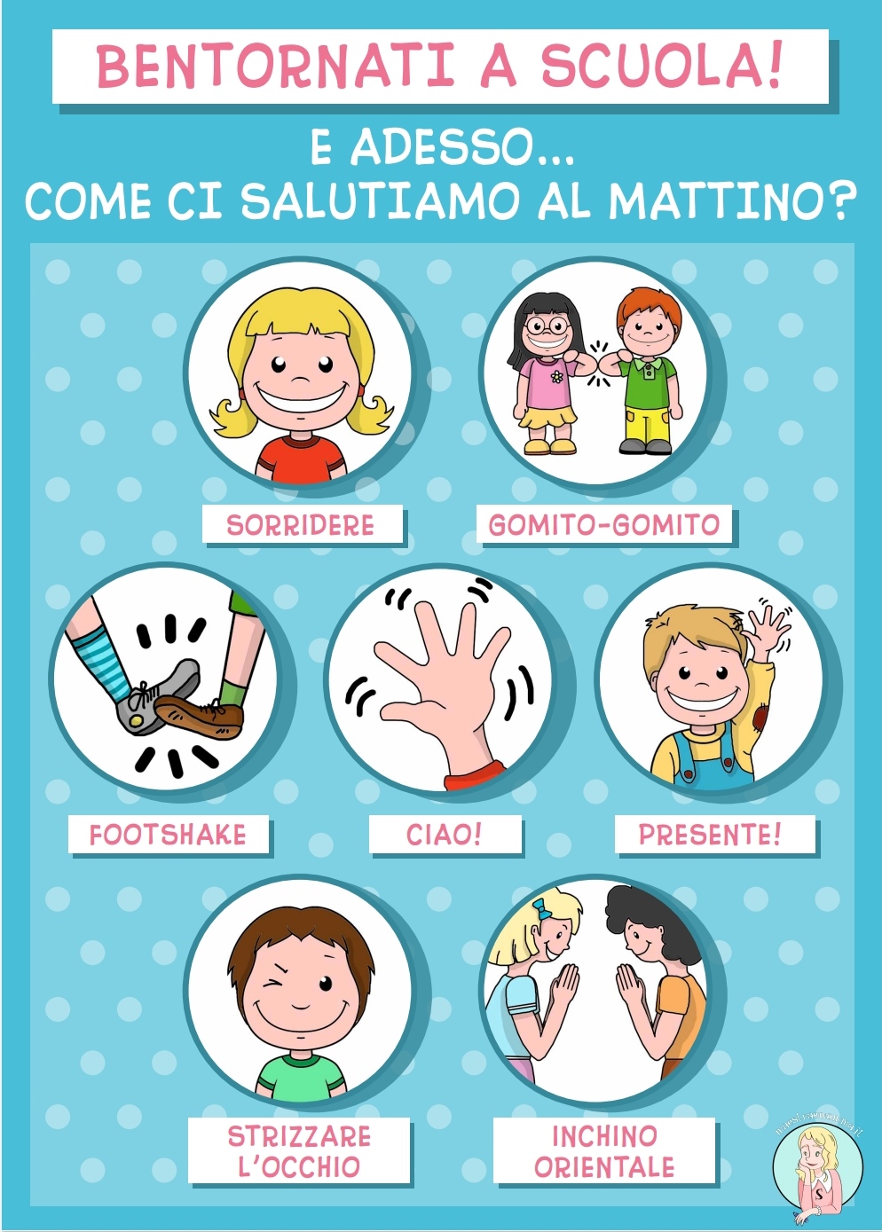 Covid- CORONAVIRUS - saluti a scuola - cartellonistica da stampare