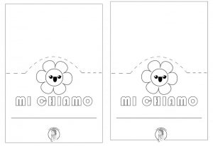 segnaposto per accoglienza scuola bianco e nero fiore