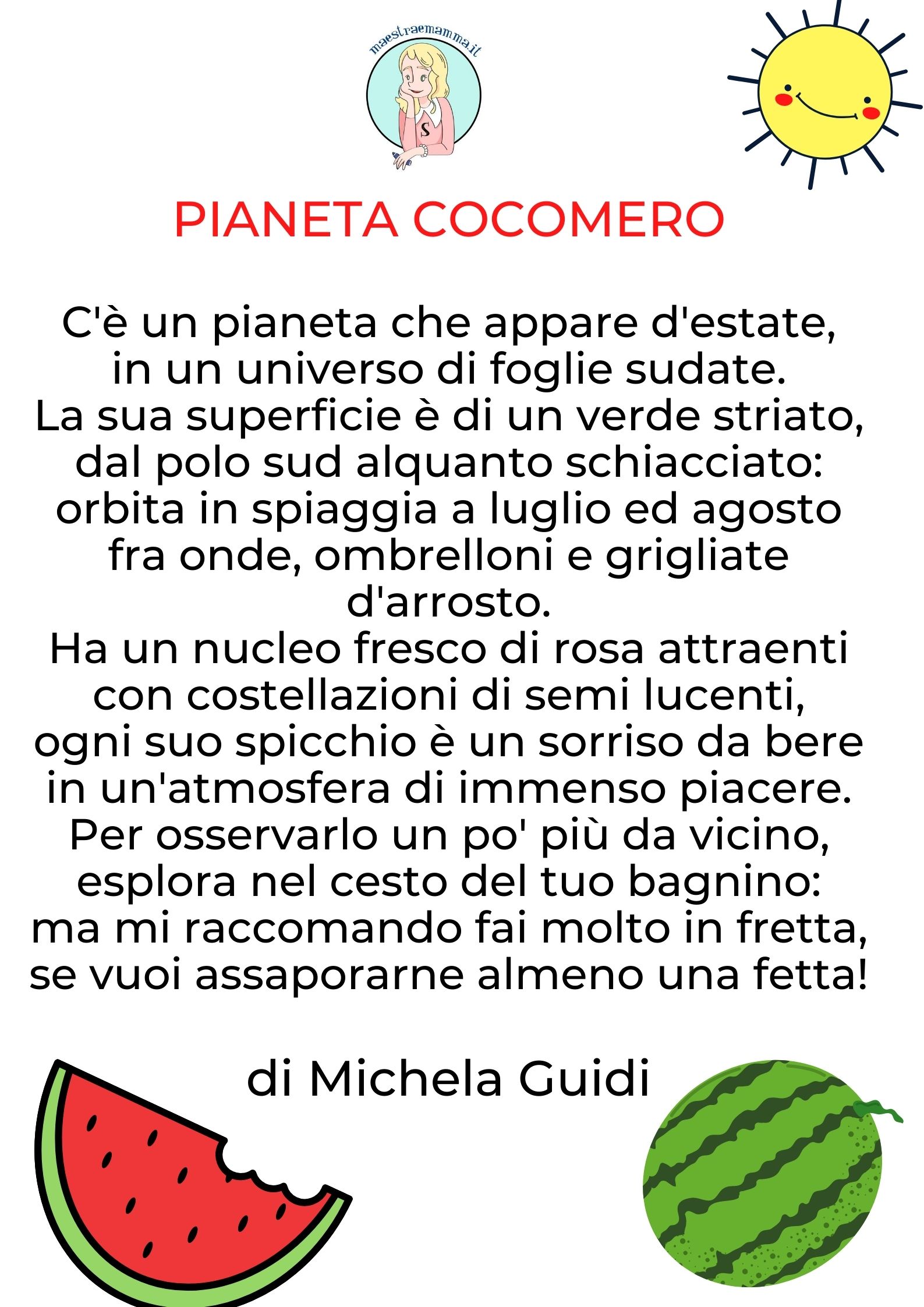 pianeta cocomero filastrocca estate michela guidi