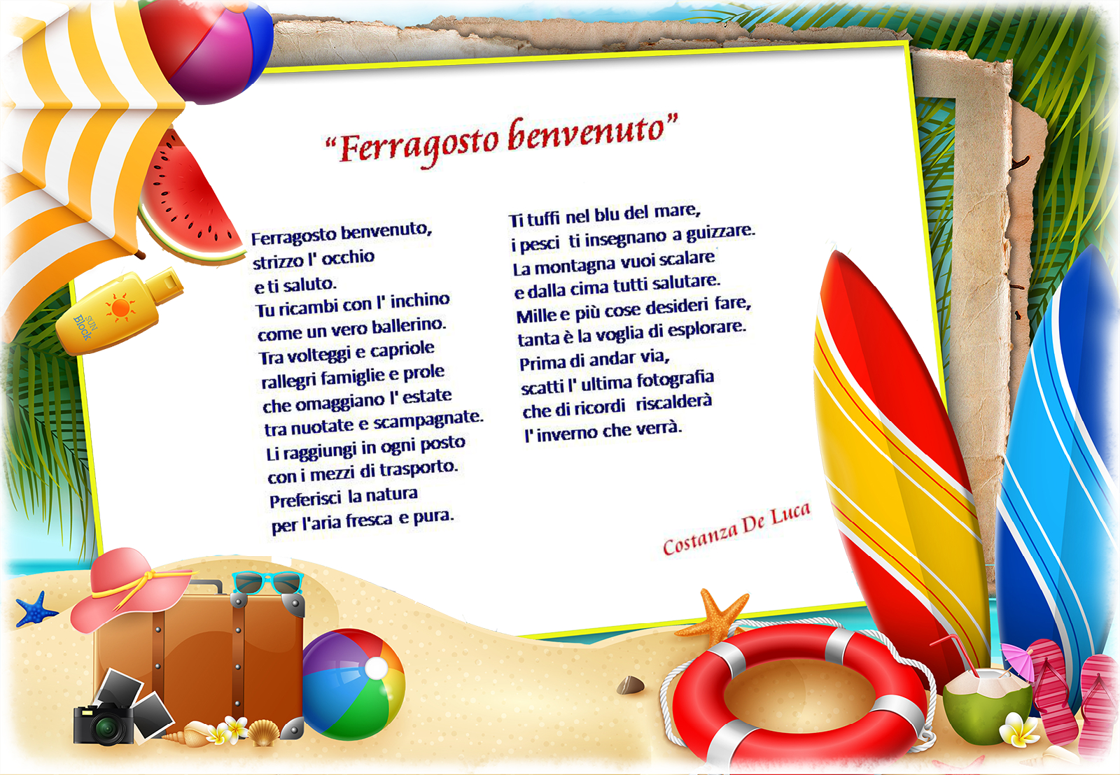 benvenuto ferragosto poesia costanza de luca