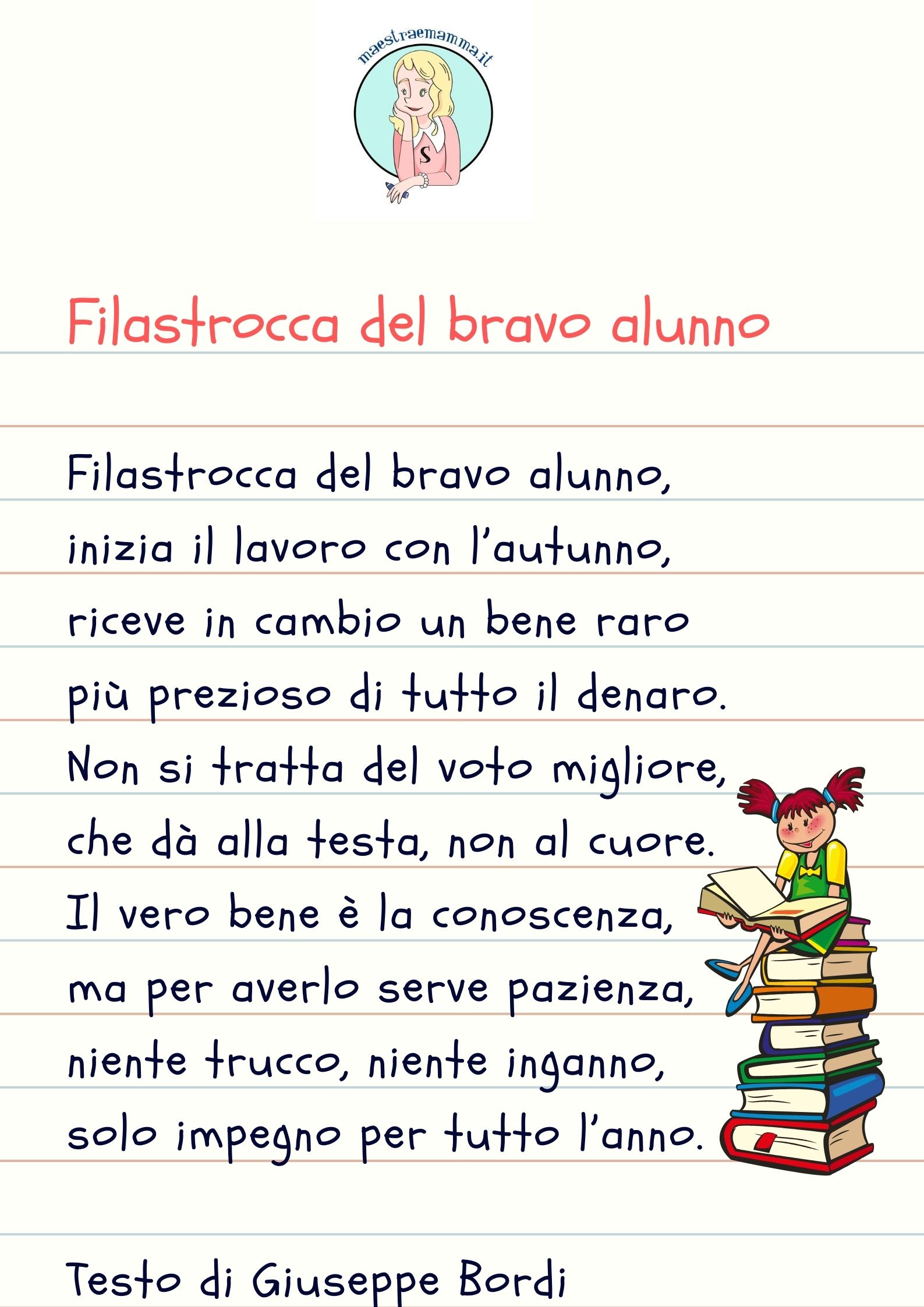 Filastrocca del bravo alunno di Giuseppe Bordi