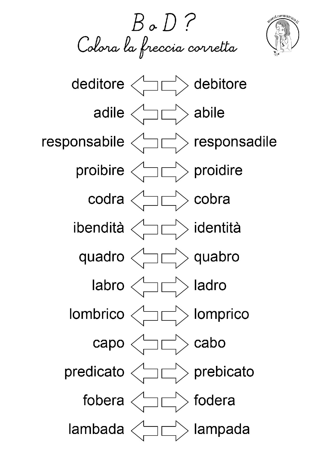 3. PDF schede compensative- SUONI SIMILI B O D - CLICCA PER SCARICARE LA SCHEDA DIDATTICA IN FORMATO A4 