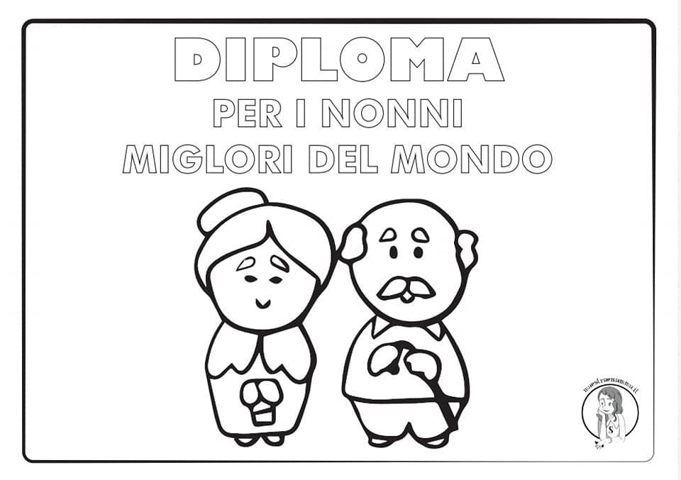 diploma festa dei nonni nonni migliori del mondo a colori da stampare