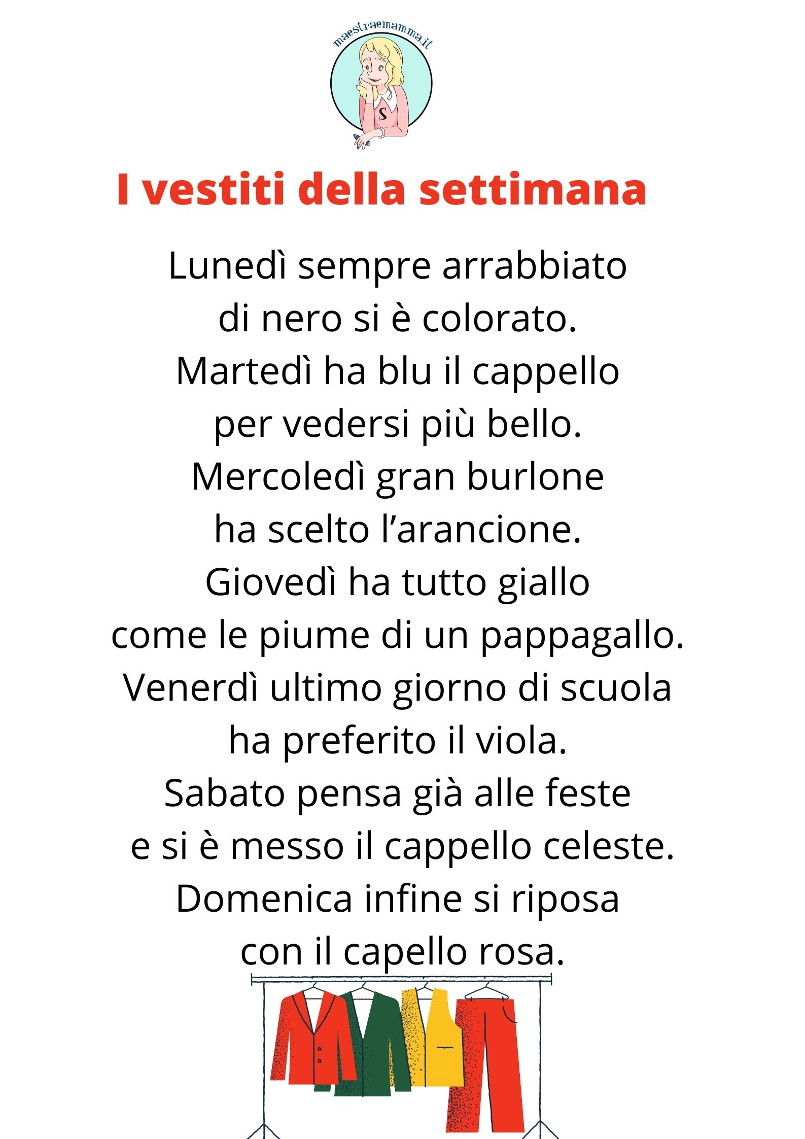 filastrocca settimana colori