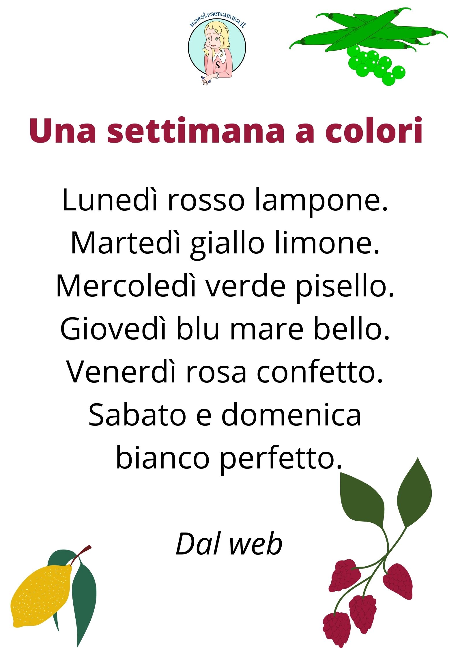 una settimana a colori filastrocca scuola settimana colori