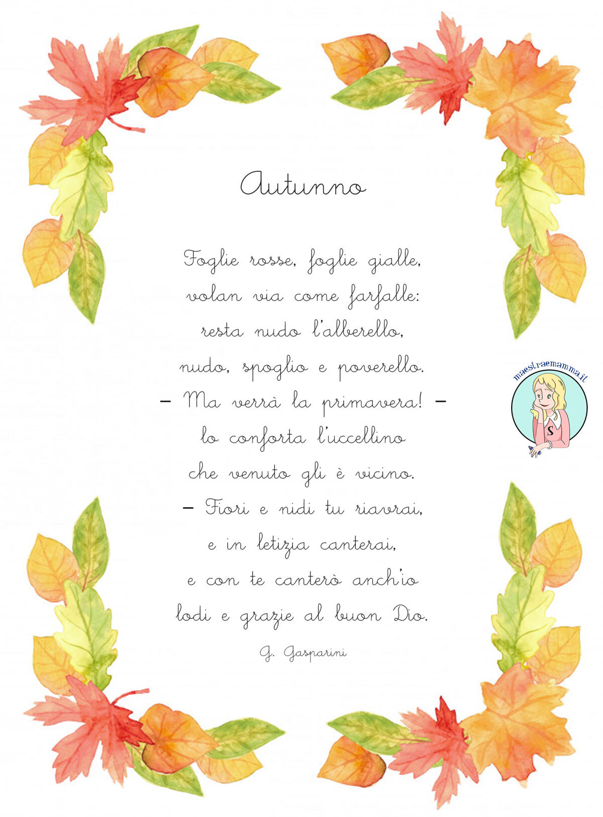 Autunno -Poesia di G. Gasparini - 