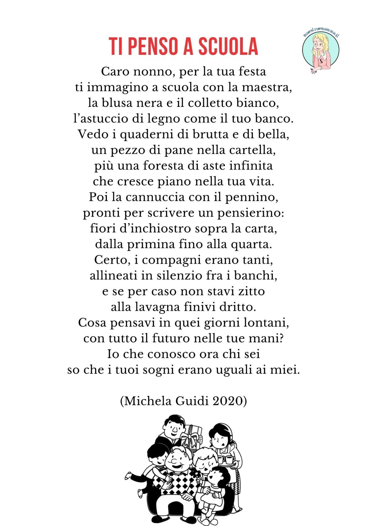 TI PENSO A SCUOLA - poesia di Michela Guidi per la festa dei nonni - 