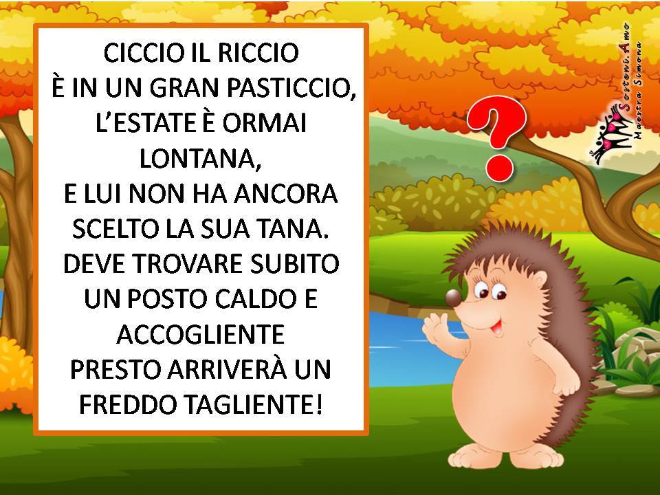 "Ciccio il riccio" scritta da Simona Chianura - storia autunnale con domande di comprensione.