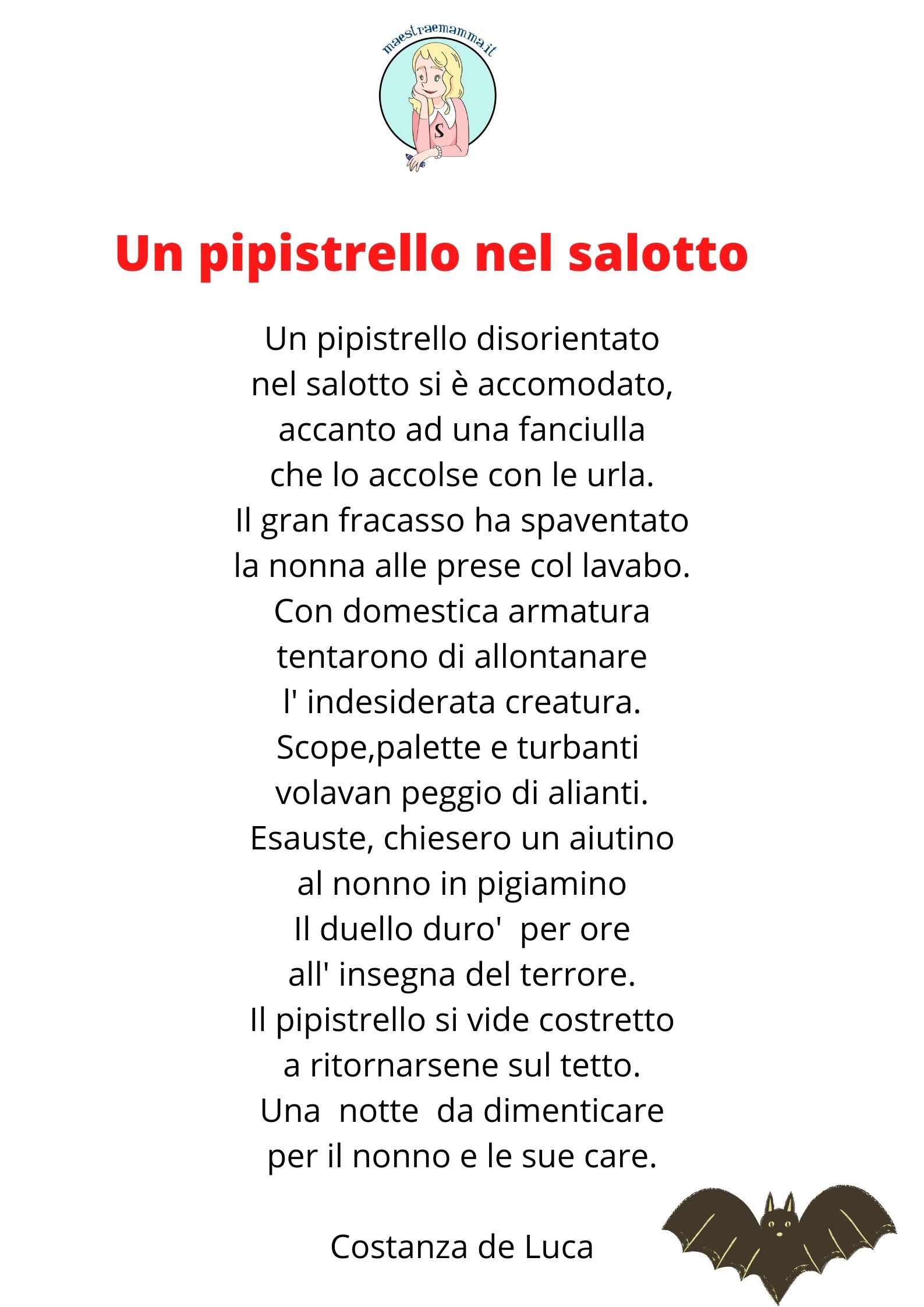 Un pipistrello nel salotto - poesia di Costanza De Luca