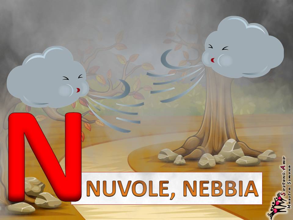 AUTUNNO - ogni lettera dell'alfabeto una parola e un disegno - lettera N