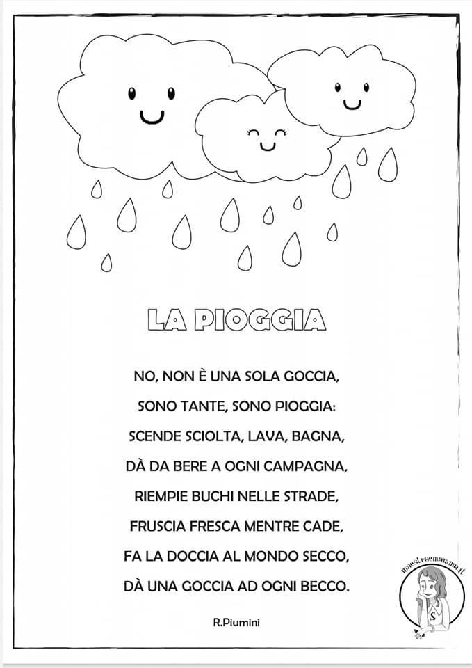 La pioggia di Roberto Piumini - poesia per autunno per bambini scuola