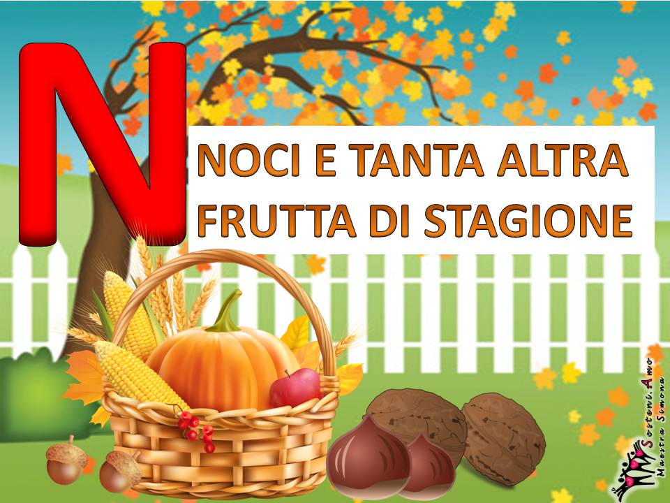 AUTUNNO - ogni lettera dell'alfabeto una parola e un disegno - lettera N