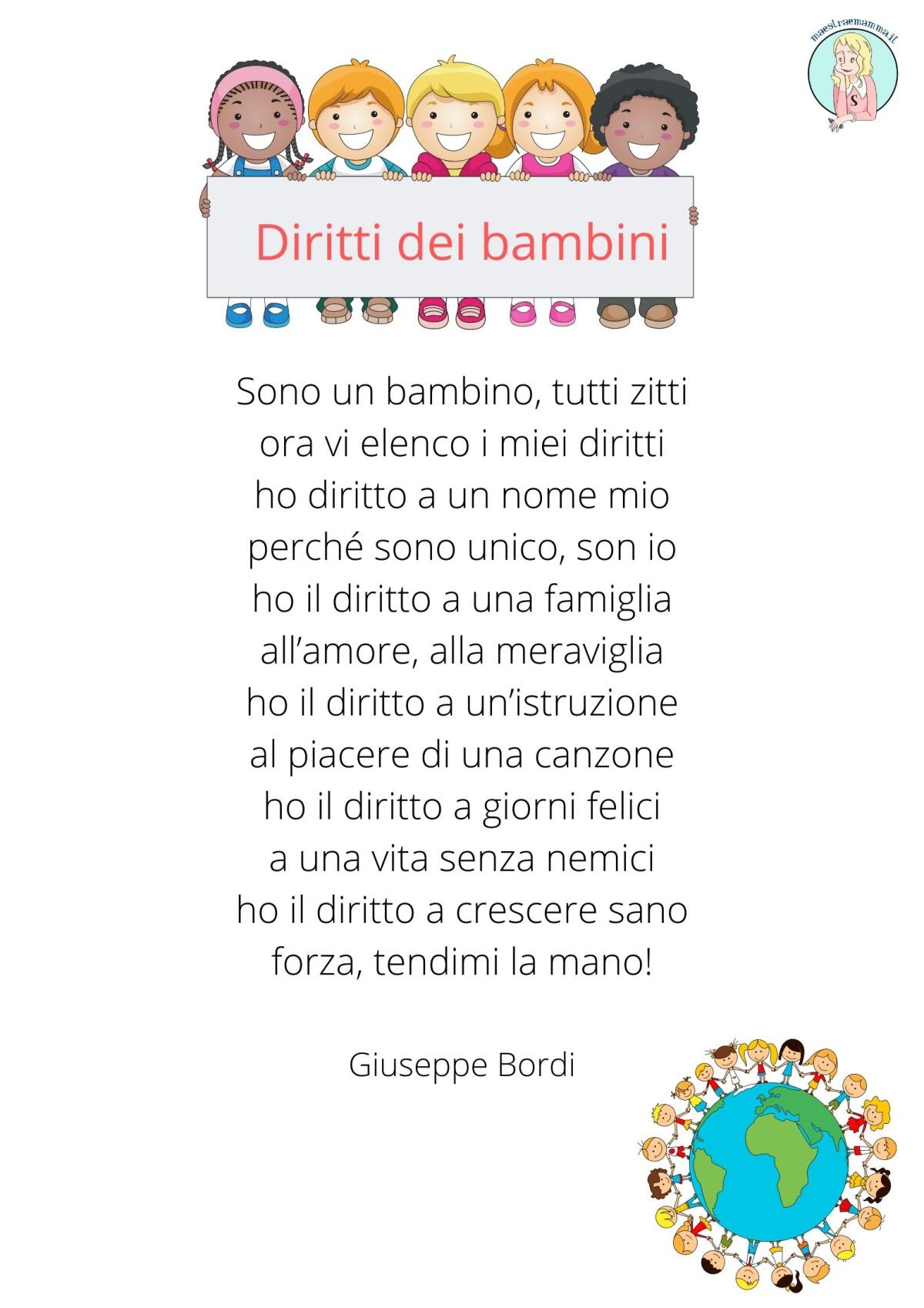 Filastrocca per la giornata de diritti dei bambini di Giuseppe Bordi - 