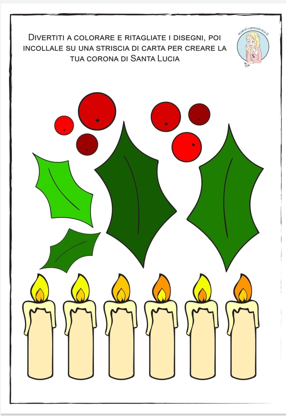 Lavoretti Santa Lucia per bambini - Corona fai da te - 