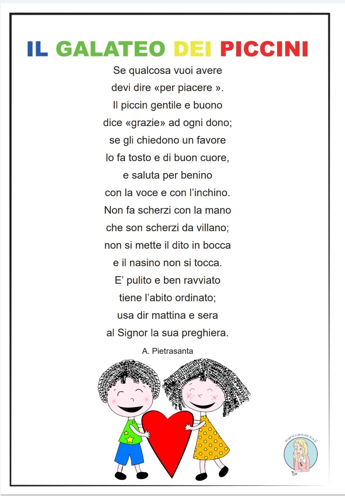 Il galateo dei piccini - poesia sulla gentilezza scuola primaria - 