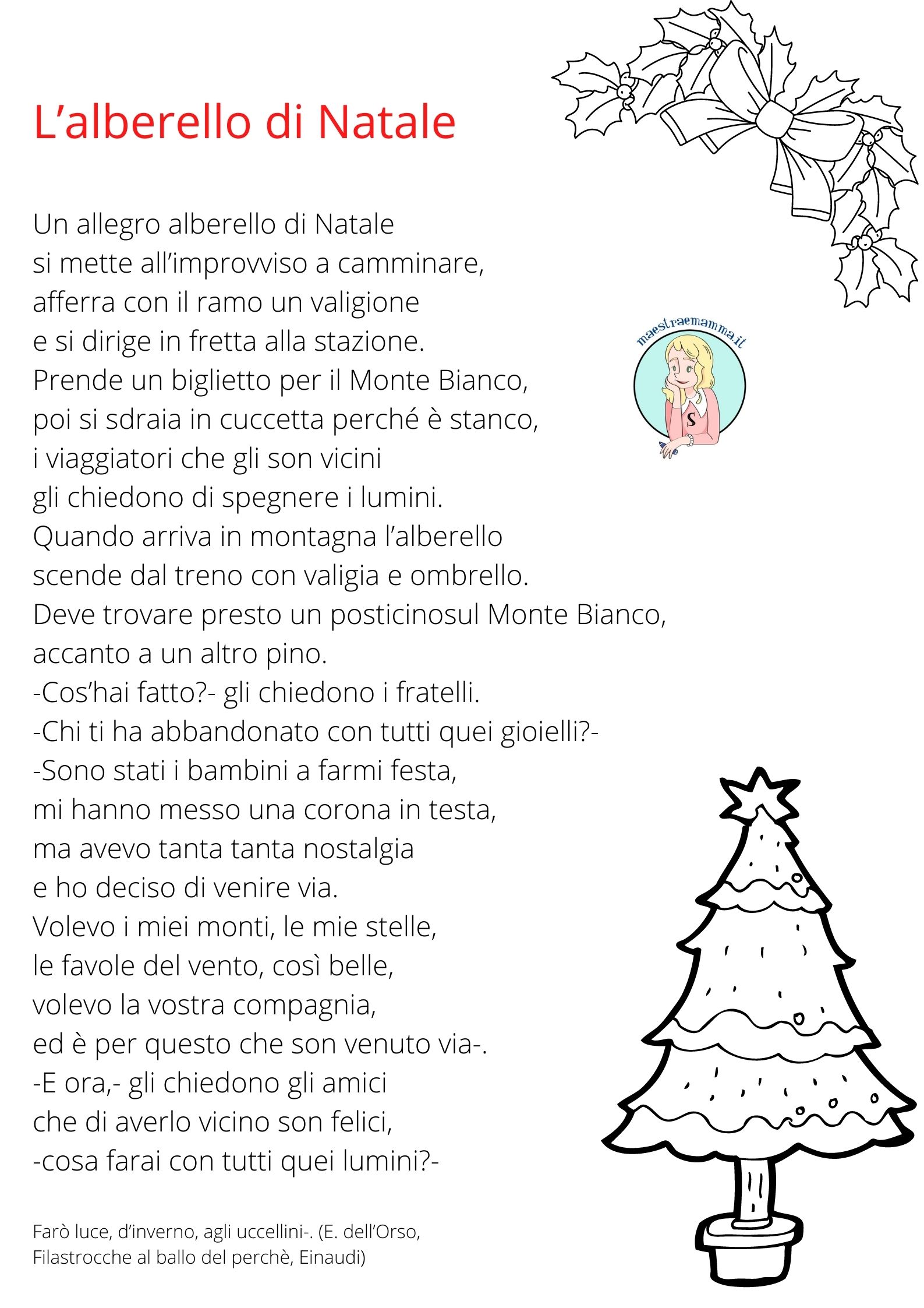 poesia natale alberello di natale da stampare in bianco e nero