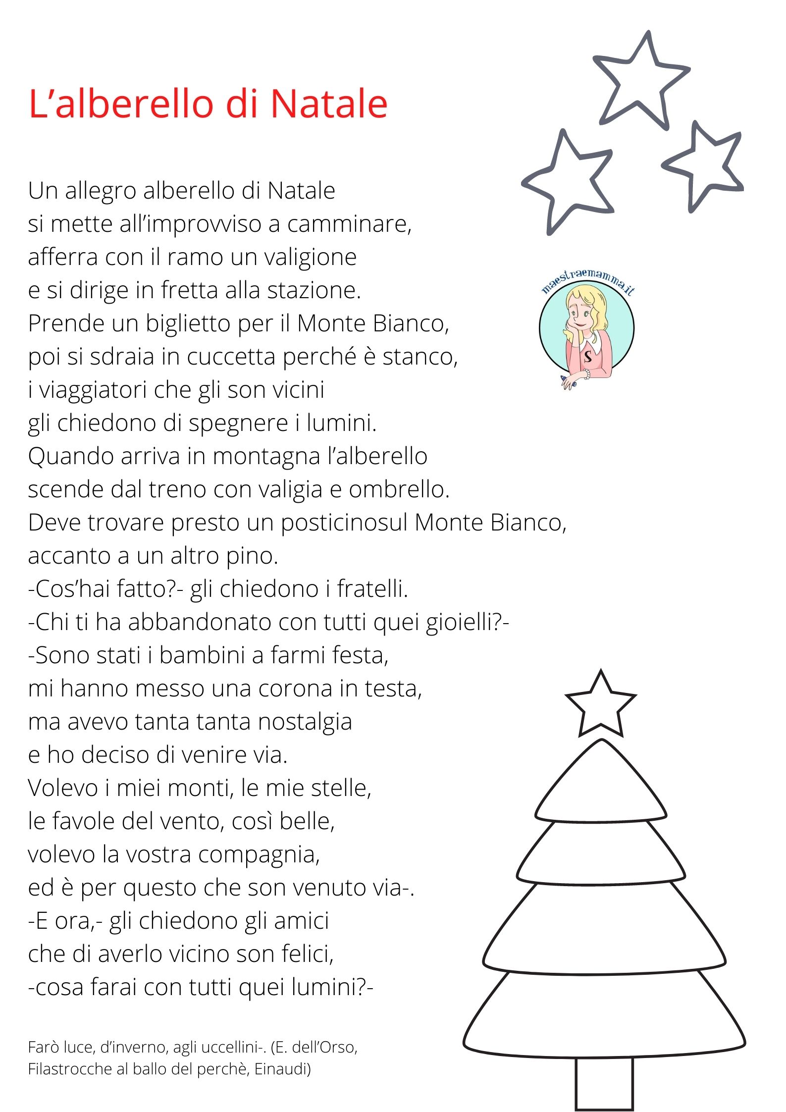 poesia natale alberello di natale da stampare in bianco e nero