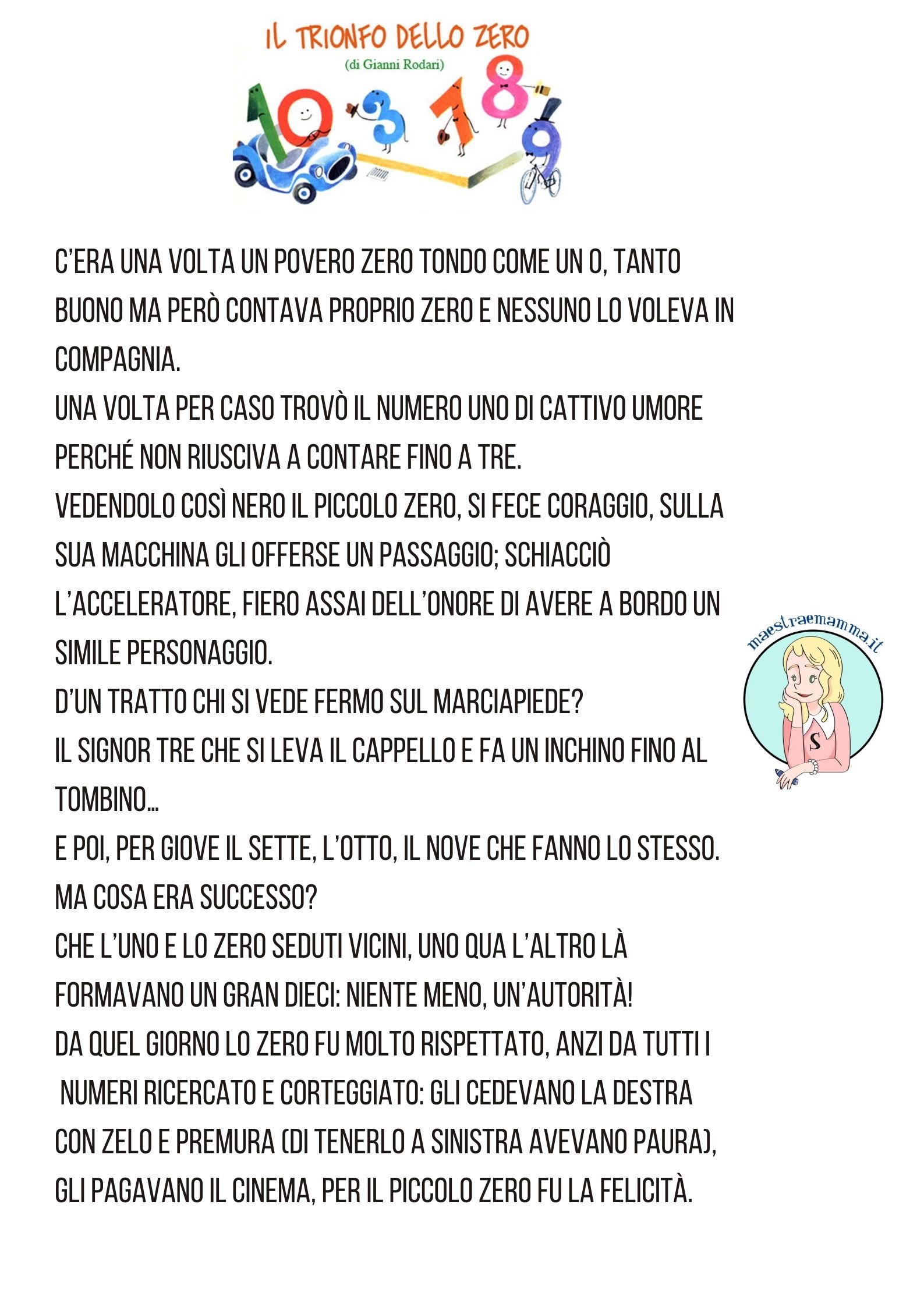 per spiegare zero 0 ai bambini il trionfo dello zero di gianni rodari