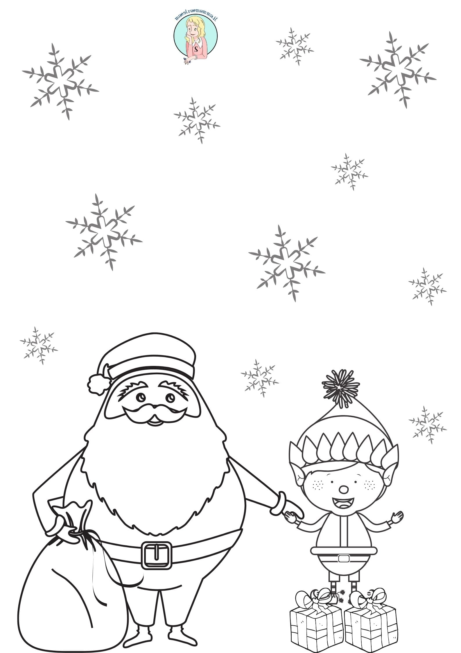 babbo natale folletto disegni sagome per natale ritagliare incollare decorare in bianco e nero