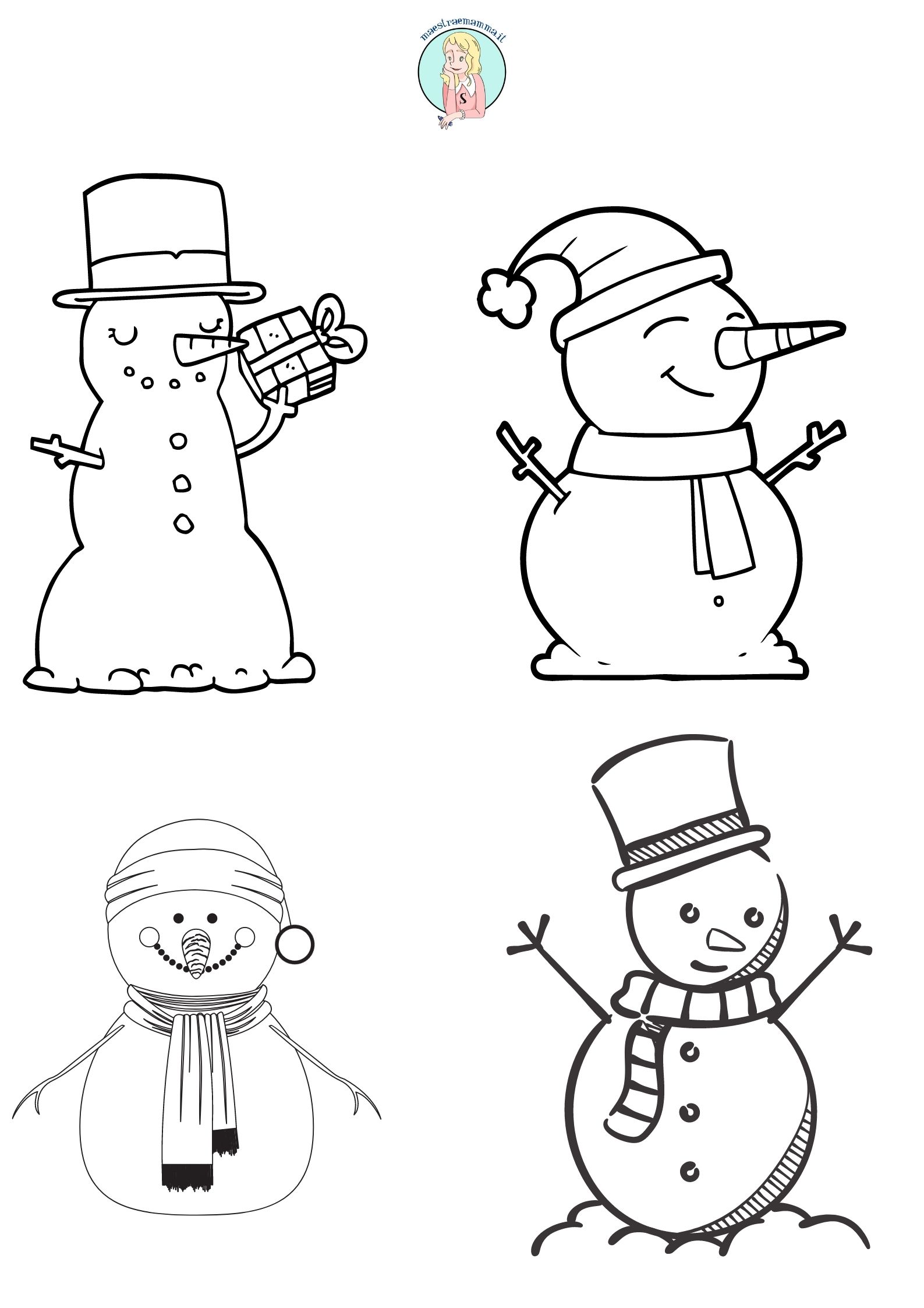 pupazzo di neve di natale Disegni di Natale per bambini da colorare